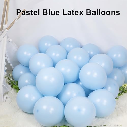 36-Piece Pearl White and Pastel Blue 12-Inch Latex Balloon Kit with Ribbon and Glue