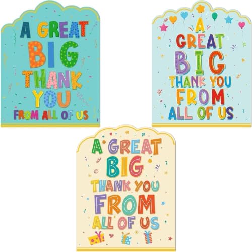 Jumbo Thank You Cards - 3 Pack, 14x11 Inches, Giant Appreciation Notecards