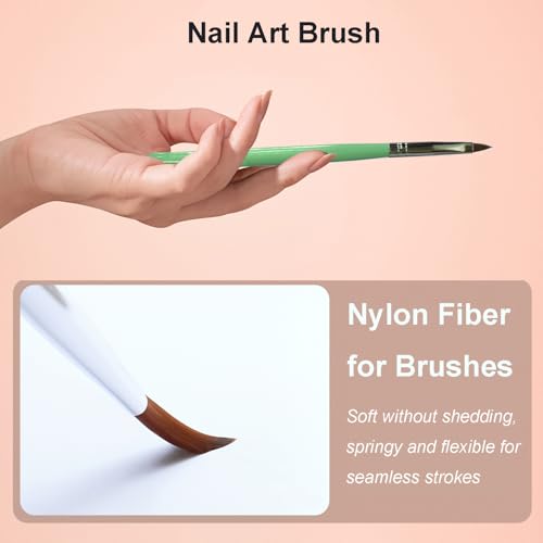 JEONEKID 6-Piece Professional Nail Art Brush Set and Dotting Pen for Gel Design