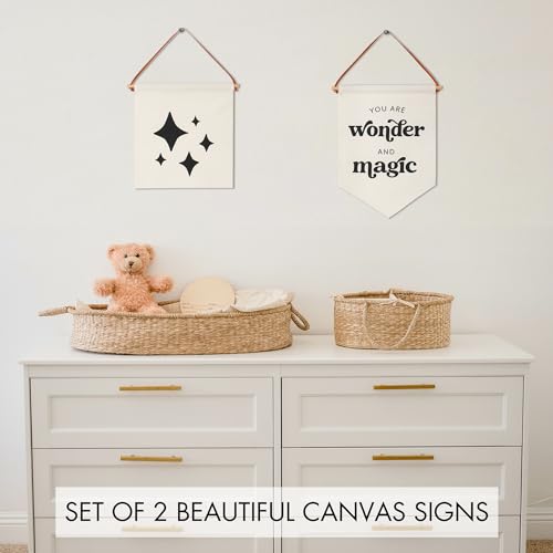 KIBAGA Nursery Wall Decor Signs Set - Inspiring Canvas Banners for Kids