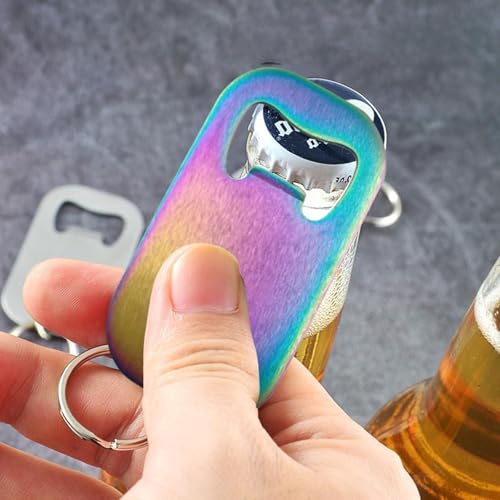 Colorful Stainless Steel Bottle Opener Keychains - 4 Pack