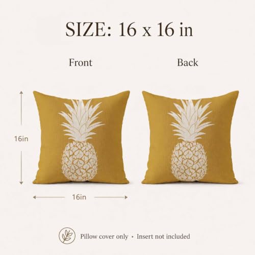 Minimalist Pineapple Throw Pillow Cover, 16x16 Inch Linen Decorative Case