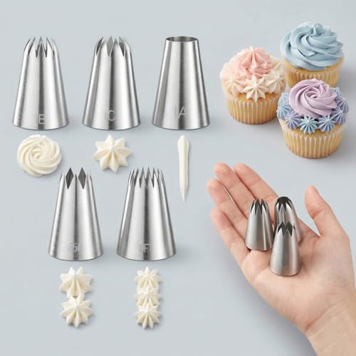 Large Stainless Steel Cake Decorating Tips Set 5pcs Piping Nozzles