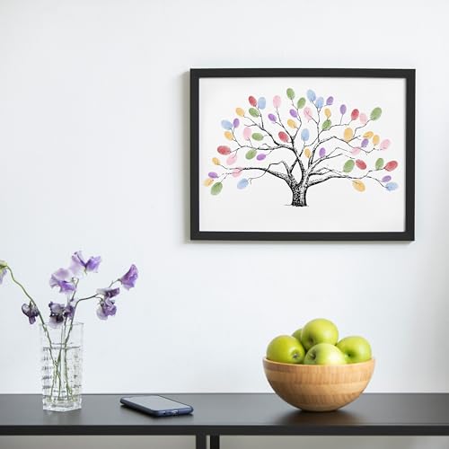 Wedding Fingerprint Guest Book - 12x16 Inch Canvas Tree Art with Ink Pads