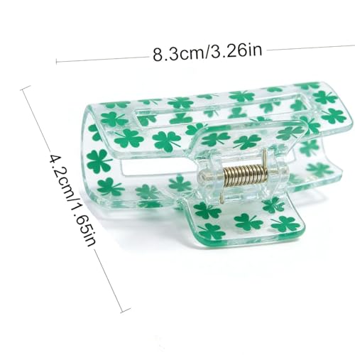 St. Patrick's Day Shamrock Hair Claw Clip - Large Acrylic Non-Slip Jaw Clip
