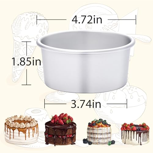 Set of 4 Non-Stick Round Cake Pans - 4 Inch Aluminum Baking Tools
