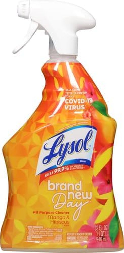 Lysol All-Purpose Cleaner Spray - Multi-Purpose Disinfectant for Kitchen & Bathroom | Mango & Hibiscus, 32 Fl Oz (Pack of 2)