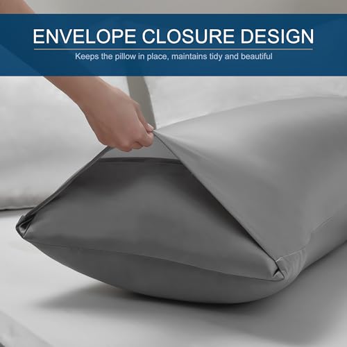 Awvco Cooling Body Pillow Cover, Silky Smooth 21x54 Inch - Grey