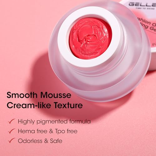 Gellen Pink Ombre Gel Nail Polish with Silicone Brush & French Tips
