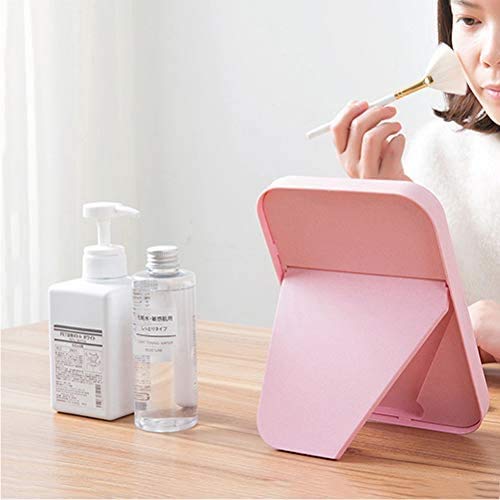 Coobbar Beige Foldable Makeup Mirror with Adjustable Stand