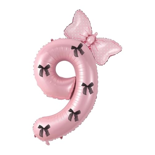 Pink and Black Number 9 Balloon Set for Birthday Decorations