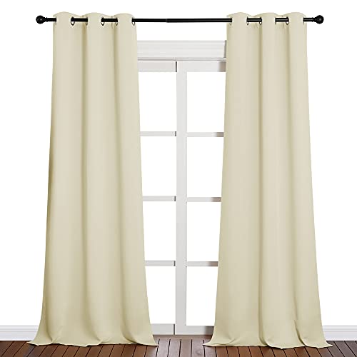NICETOWN Blackout Curtains - 42x90 Inch Grommet Panels, Beige (Set of 2)