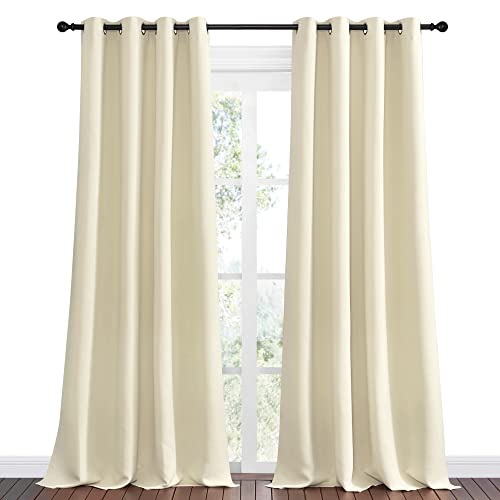 NICETOWN Beige Blackout Curtains 55x96 Inch, Set of 2 Grommet Drapes