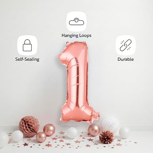 Balloonify 16-Inch Rose Gold Number 1 Mylar Party Balloon