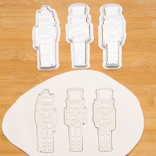 Nutcracker Ballet Cookie Cutters Set with 3D Stamper - Christmas Baking Accessories, 3.5"