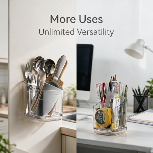 Clear Toothbrush Holder - Detachable Design, Dual-Use Organizer for Bathroom & Kitchen