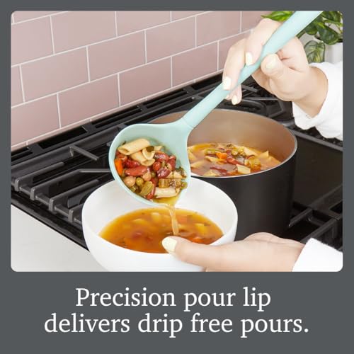 Tovolo Flex Core Silicone Soup Ladle - Aqua Heat Resistant Kitchen Utensil