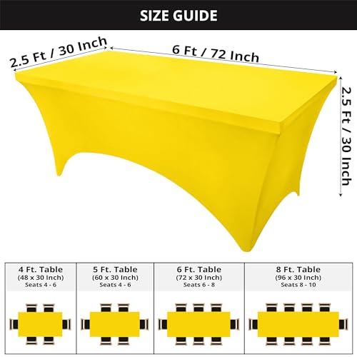 Utopia Kitchen 6ft Spandex Table Cloth - 2 Pack, Fitted Yellow Stretch Cover
