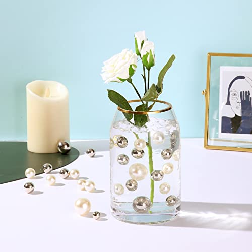 50 Silver No Hole Plastic Pearls for Vase Fillers & Decor