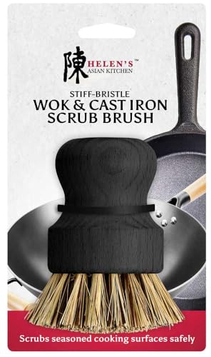 Helen’s Asian Kitchen Wok and Cast Iron Scrub Brush with Knob Handle