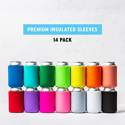 Blank Beer Can Cooler Sleeves - 14-Pack Insulated Koozies