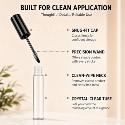 Hession Empty Mascara Tube Kit with Wands - Reusable DIY Lash Serum Containers