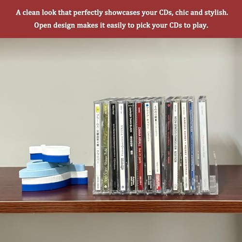 Philbinden Acrylic CD Holder Rack - 2 Piece CD Storage Organizer for 28 CDs