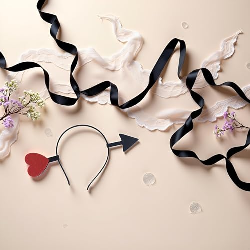 Valentine's Day Love Heart Arrow Headband Black Elastic Hair Hoop