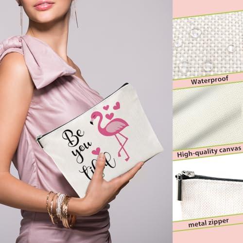 Pink Flamingo Makeup Bag Large Capacity Travel Cosmetic Toiletry Pouch