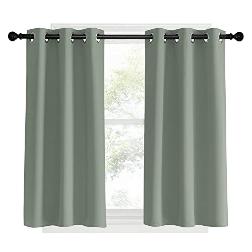 NICETOWN Sage Green Blackout Curtains - 34" x 40" Thermal Grommet Panels