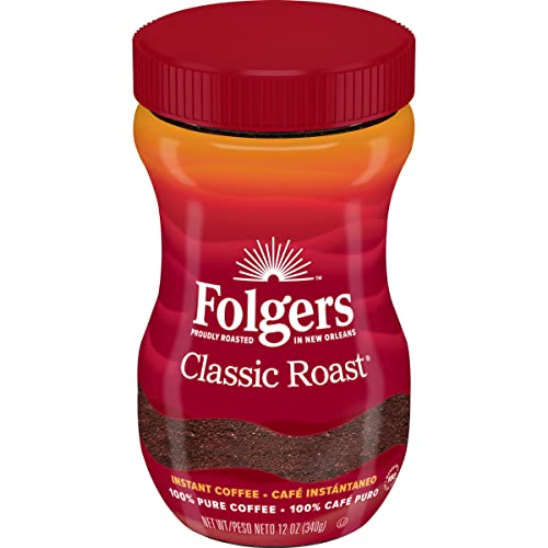 Folgers Classic Roast Instant Coffee 12 Oz Jar - Smooth Flavor