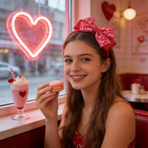 Valentine's Day Bow Headband and Hair Clips Set Red Heart Hair Accessories