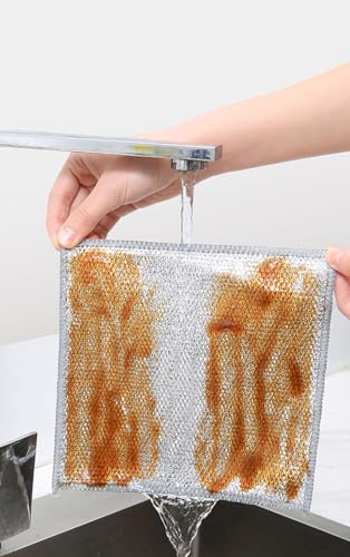 QFSH 3 Pcs Wire Dishwashing Rags - Multi-Purpose Kitchen Cleaning Cloths