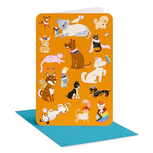 LGBTQIA+ Pride Greeting Card with Cute Dogs - Blank Inside