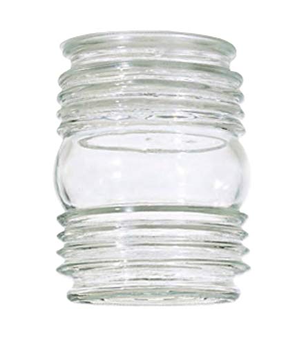 Clear Cylindrical Porch Glass Lampshade 3-1/4 Inch Fitter, 4.5 Inch Height