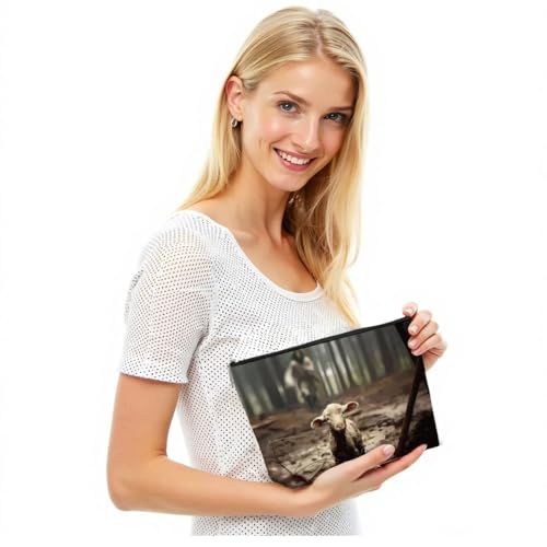 Christian Jesus and Lamb Makeup Bag Linen Spiritual Travel Pouch