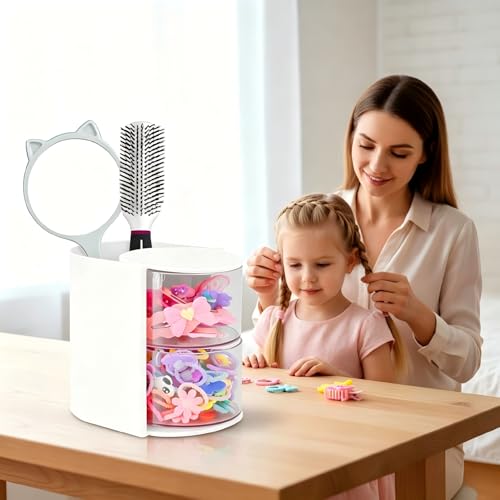 Luscinia 2-Layer Hair Accessories Organizer with Brush Holder - White