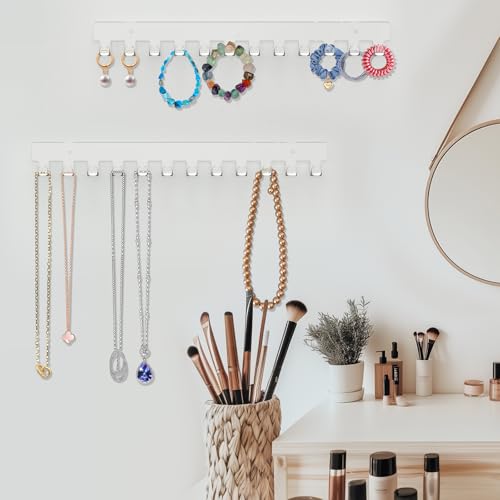 Mecnmsa 13.8-Inch Acrylic Wall-Mounted Necklace Organizer - Clear 2 Pack