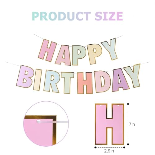 Macaron Happy Birthday Banner - Pastel Rainbow Party Decor