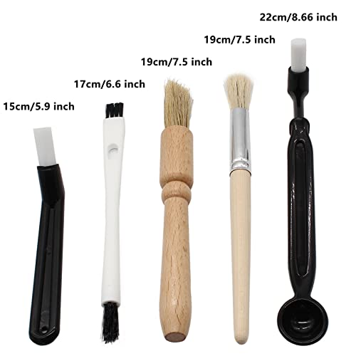 Coffee Cleaning Brush Set - 5 Pack Wood & Nylon Brushes