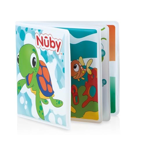 Nuby Bath Fun Time Book with Water-Proof Pages & Surprise Squeaker - Bath Time Book for Babies & Toddlers, 0 M+