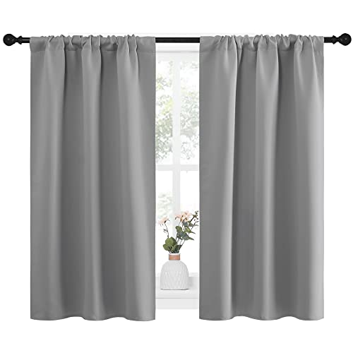 NICETOWN Blackout Curtains for RV & Small Windows, 2 Panels Silver Grey 34x40