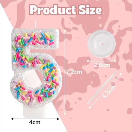 Pastel Number 3 Birthday Candle Topper for Girls - 4.5"