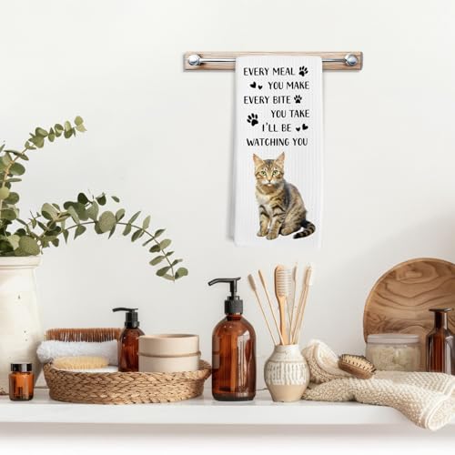 Tabby Cat Kitchen Towels - Funny Hand Towel for Cat Lovers, 16x24in