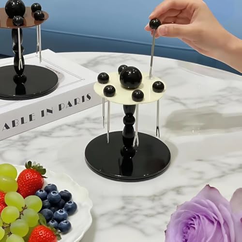 Kraledge 6-Piece Stainless Steel Fruit Fork Set with Holder