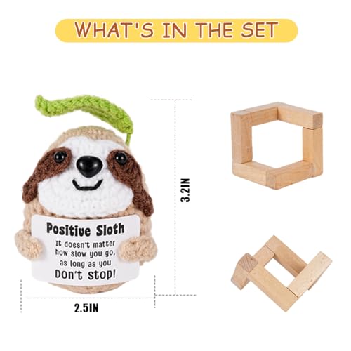 Handmade Positive Crochet Sloth with Encouragement Card