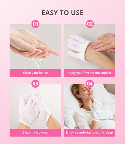 AIRSEE White Cotton Gloves for Moisturizing SPA and Eczema Treatment