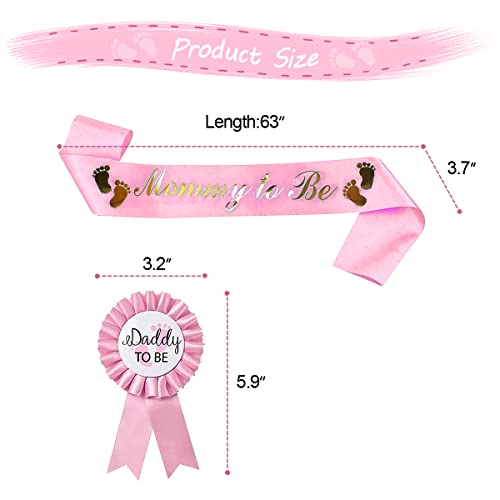 HUKONHEP Baby Shower Sash Set - Mommy & Daddy to Be Badges