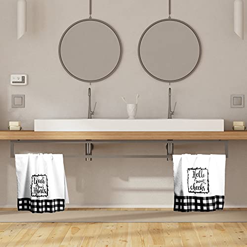 Tatuo Buffalo Plaid Hand Towels - Set of 2, 17x27 Inch, Farmhouse Style