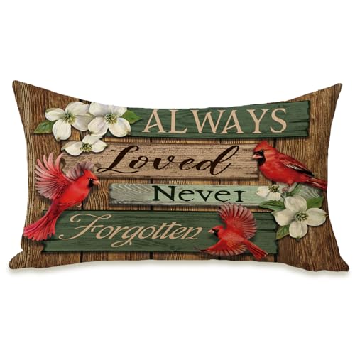 Cardinal Lumbar Pillow Cover | 12x20 Decorative Cushion, Farmhouse Style